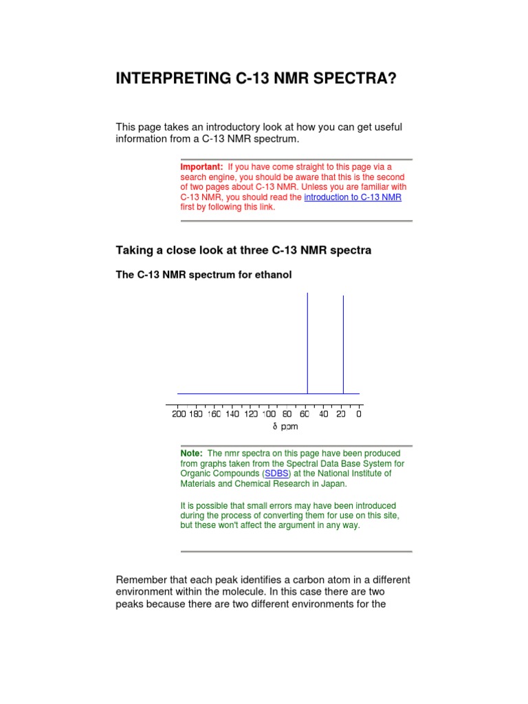 Interpreting C NMR | PDF | Nuclear Magnetic Resonance Spectroscopy ...
