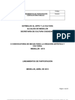 Lineamientos X Convocatoria de Becas para La Creación 2013