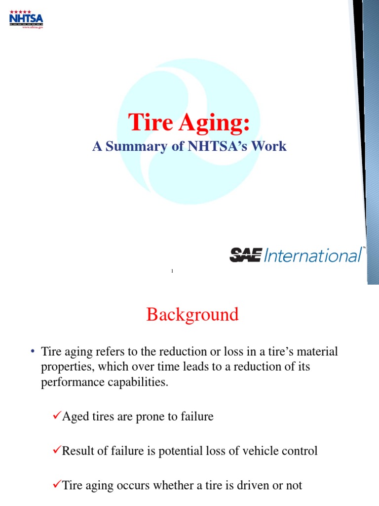 NHTSA Report On Tire Aging PDF National Highway Traffic Safety