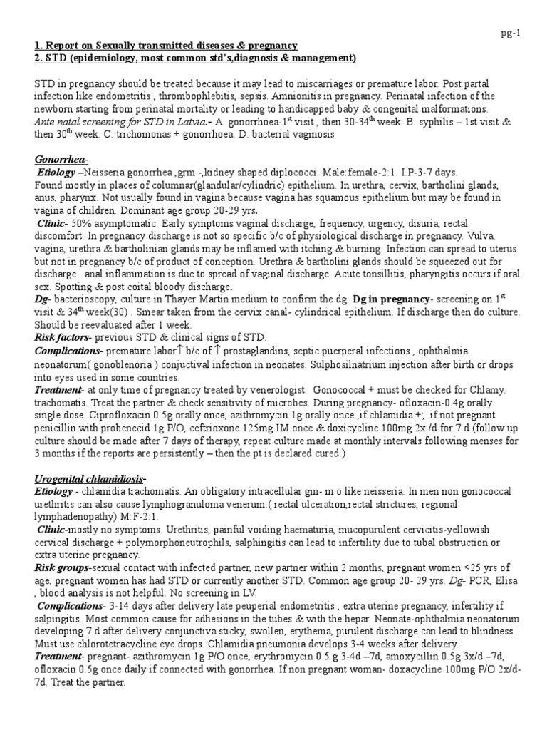 STDs in Pregnancy: Risks and Management | PDF | Sexually Transmitted ...