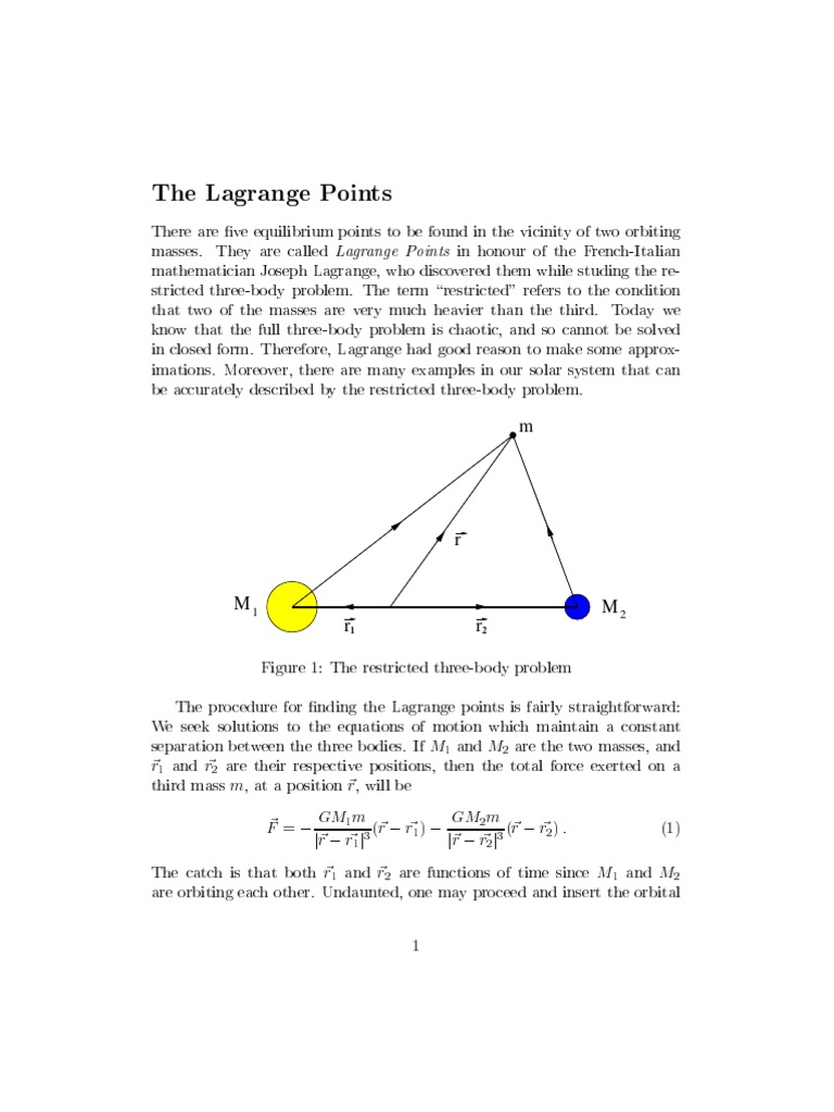 Lagrange Points in Orbital Mechanics | PDF | Force | Classical Mechanics