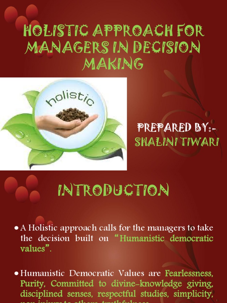 Human Resource Management Holistic Approach For Managers In Decision