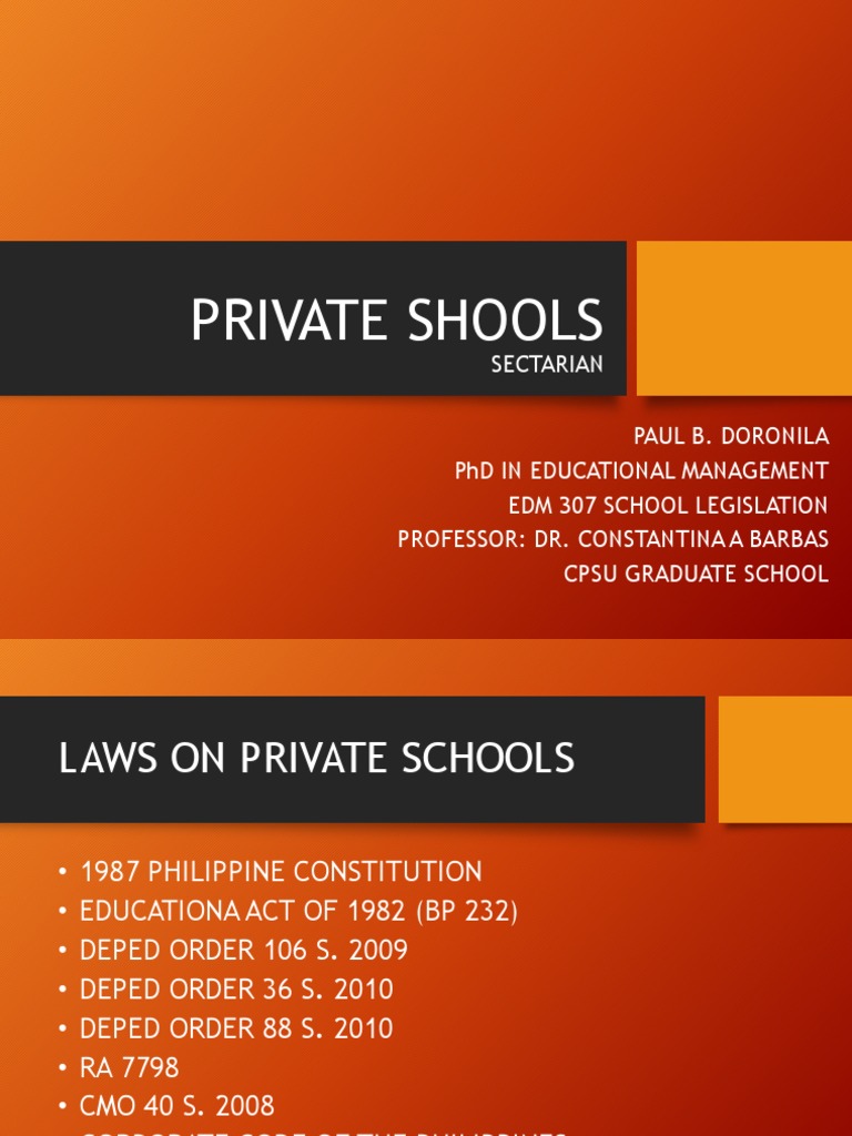 Laws On Private School | PDF | Private School | Corporations