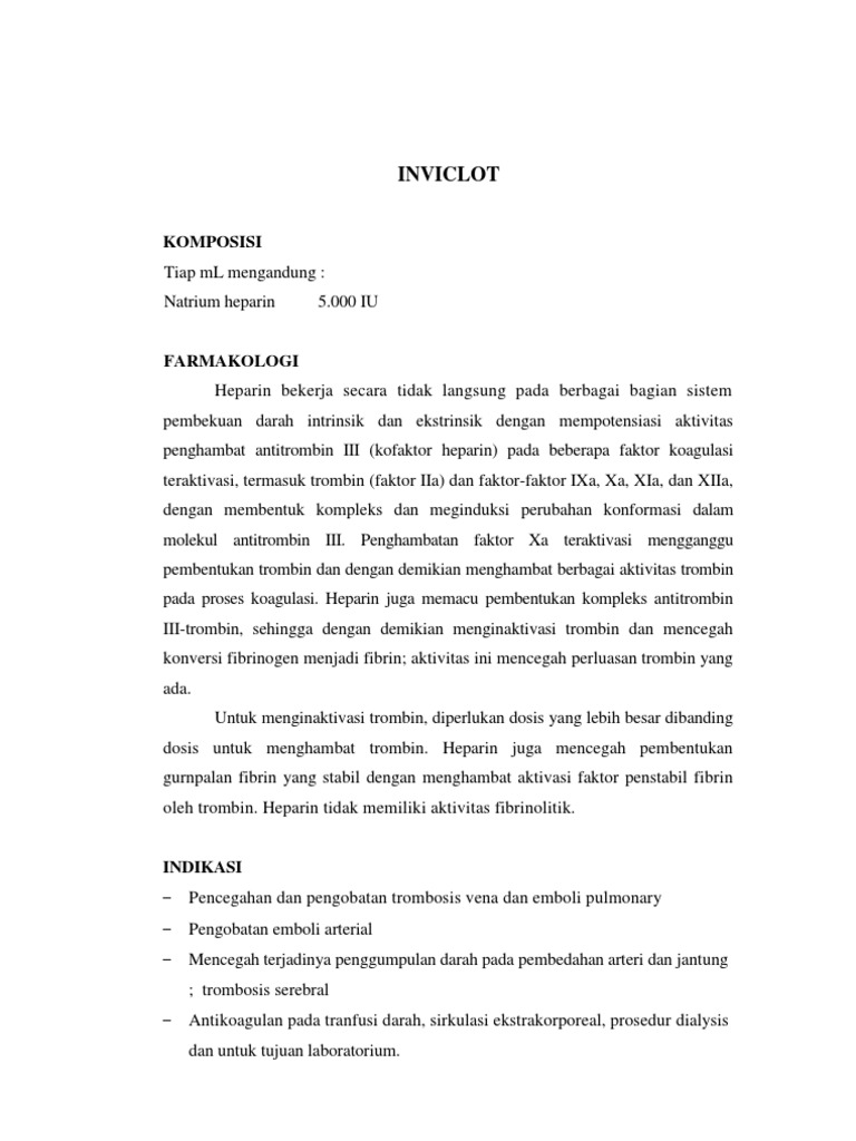 INJEKSI Inviclot | PDF