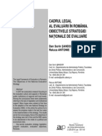 Cadrul Legal Al Evaluării În România. Obiectivele Strategiei Naţionale de Evaluare