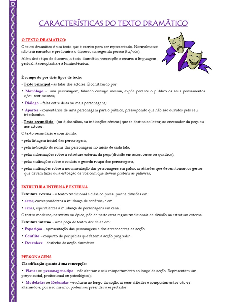 Características do Texto Dramático | PDF | Ator | Tempo