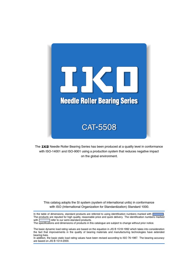 IKO Bearing Catalog Bearing (Mechanical) Gear