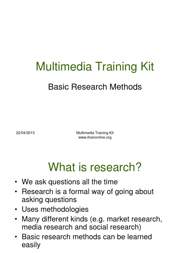 Basic Research Methods Training Guide | PDF | Focus Group | Survey ...