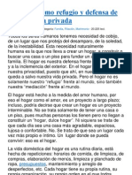 El Hogar Como Refugio y Defensa de Nuestra Vida Privada