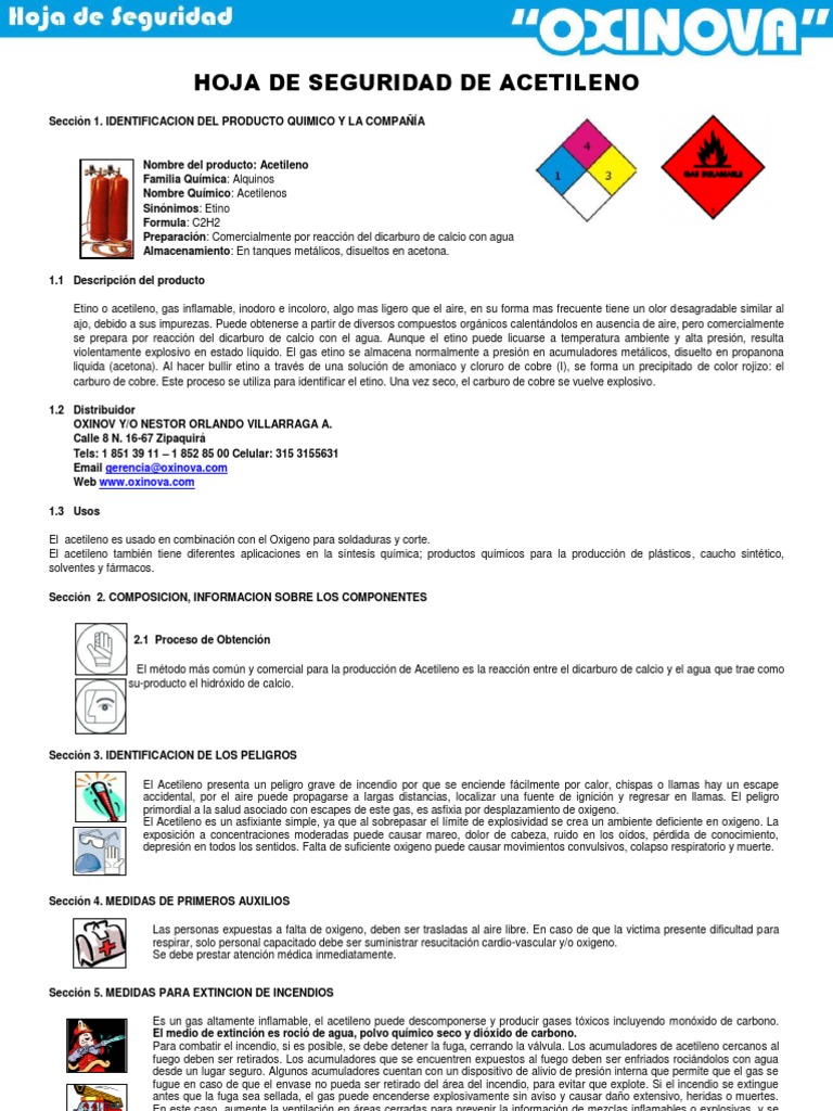 Hoja de Seguridad de Acetileno