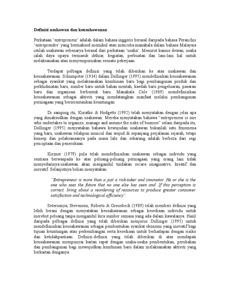 Definisi Usahawan Dan Keusahawanan Pdf