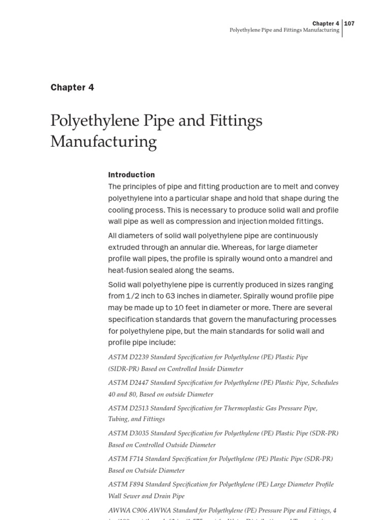 Pe Handbook Chapter 4 Pipe Fittings PDF Extrusion Pipe (Fluid