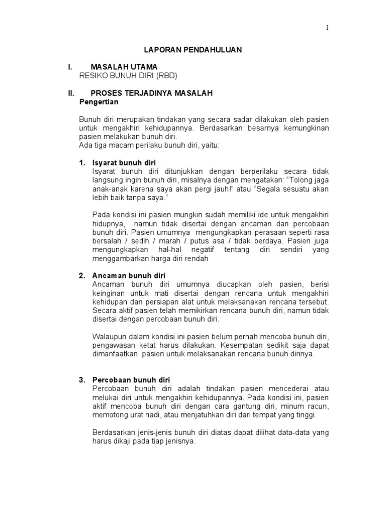 Laporan Pendahuluan Bunuh Diri Pdf