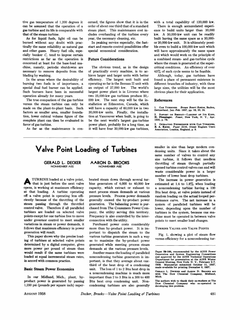 Valve Point Loading of Turbines | PDF | Power Station | Gas Turbine