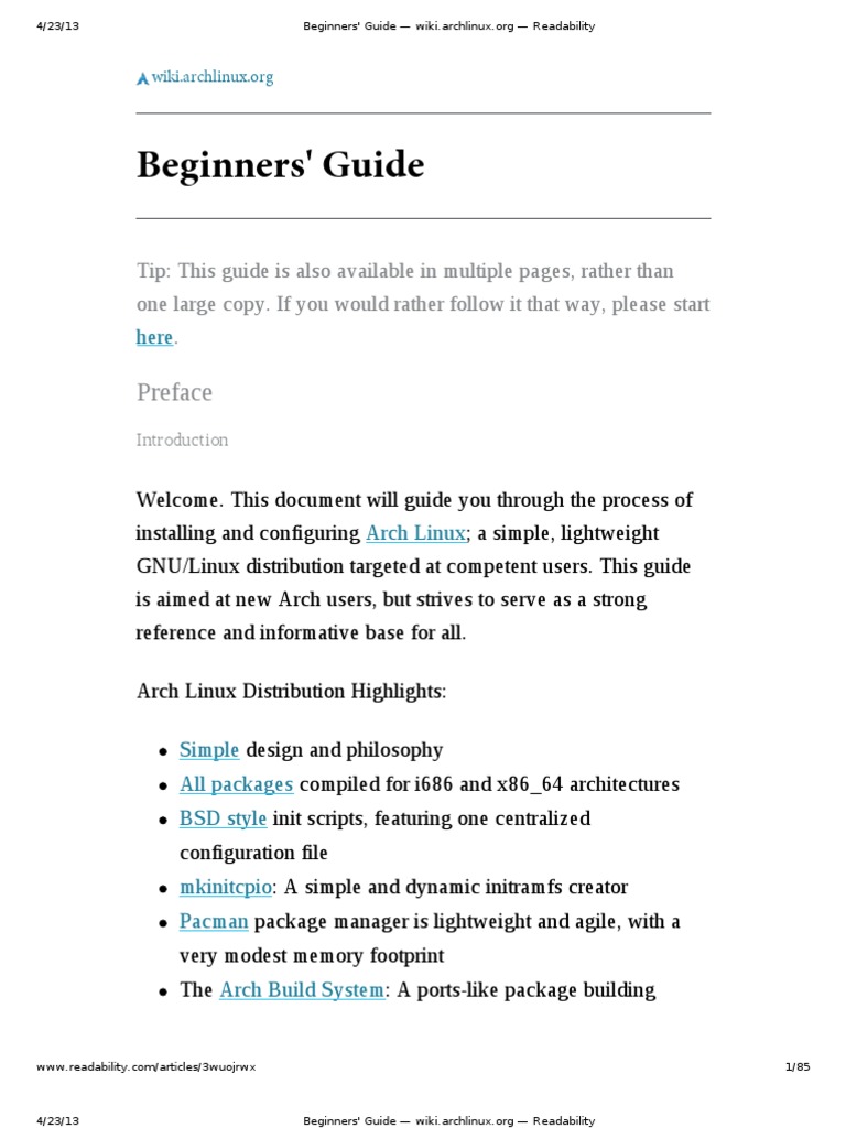 Arch linux beginners guide pdf file system booting
