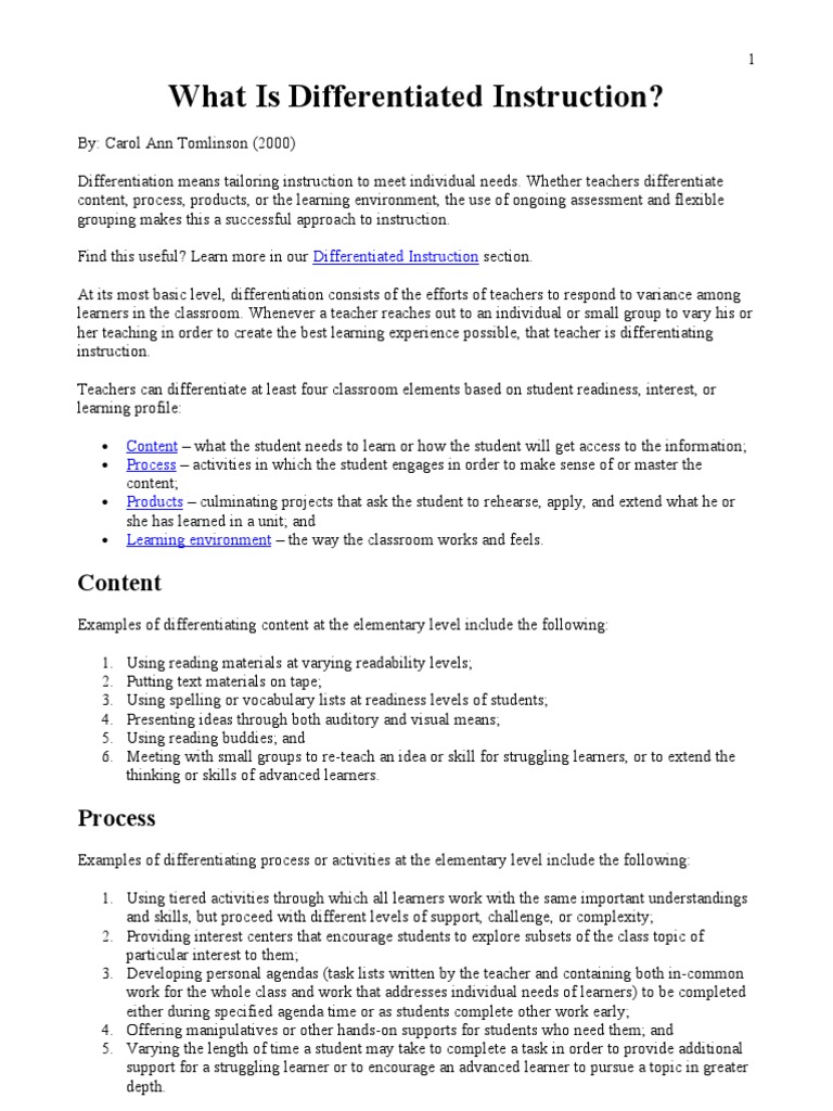 Understanding Differentiated Instruction | PDF | Differentiated ...