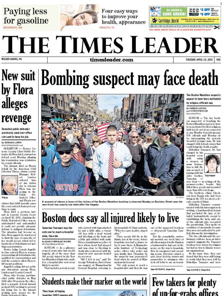 Times Leader 04-23-2013, PDF, Dzhokhar Tsarnaev