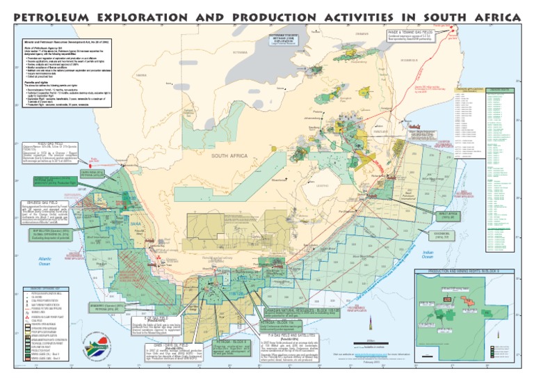 Exploration and production activities map for South Africa Petroleum