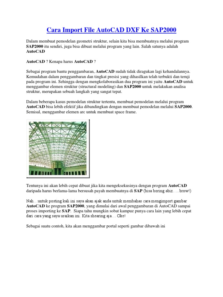 Cara Impor File CAD. DFX Ke SAP 2000 | PDF