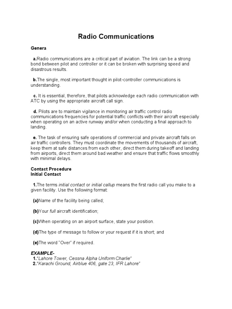 Radio Communications Phraseology Techniques FAA AIM PDF Air