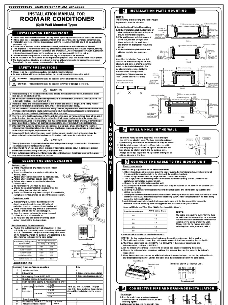 Oasis Room AC Installation Manual | PDF | Electrical Wiring | Building ...