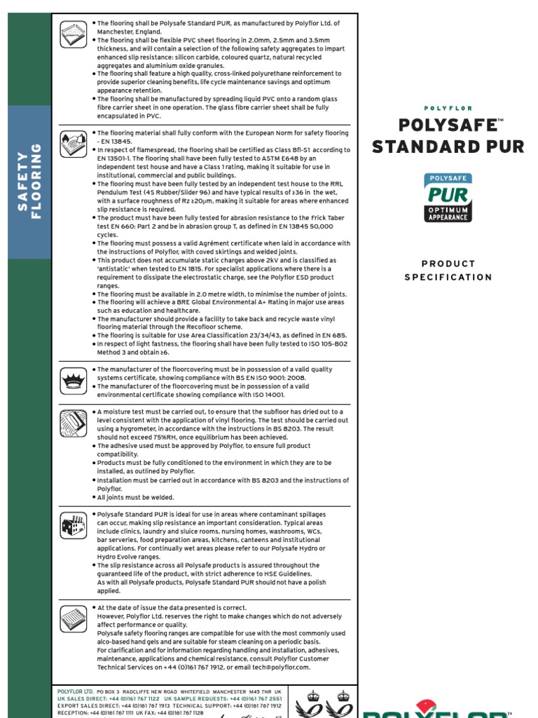 Polysafe Standard PUR PS PDF PDF Flooring Polyvinyl Chloride