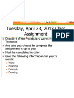 Tuesday, April 23, 2013 Class Assignment