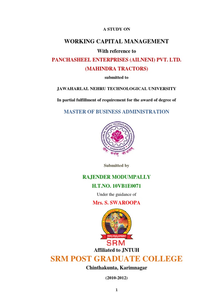 Working Capital Management Study: Mahindra | PDF | Working Capital ...