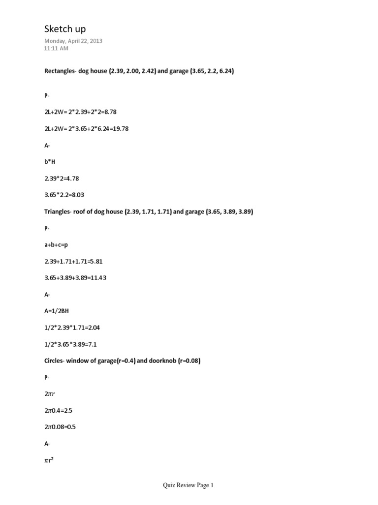 Geometry Calculations for Dog House and Garage | PDF