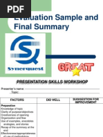 Evaluation Sample and Final Summary