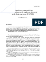 Nazionalismo, cosmopolitismo
e provincialismo nella tradizione letteraria
della Sardegna (seCC. XV-XVHI)