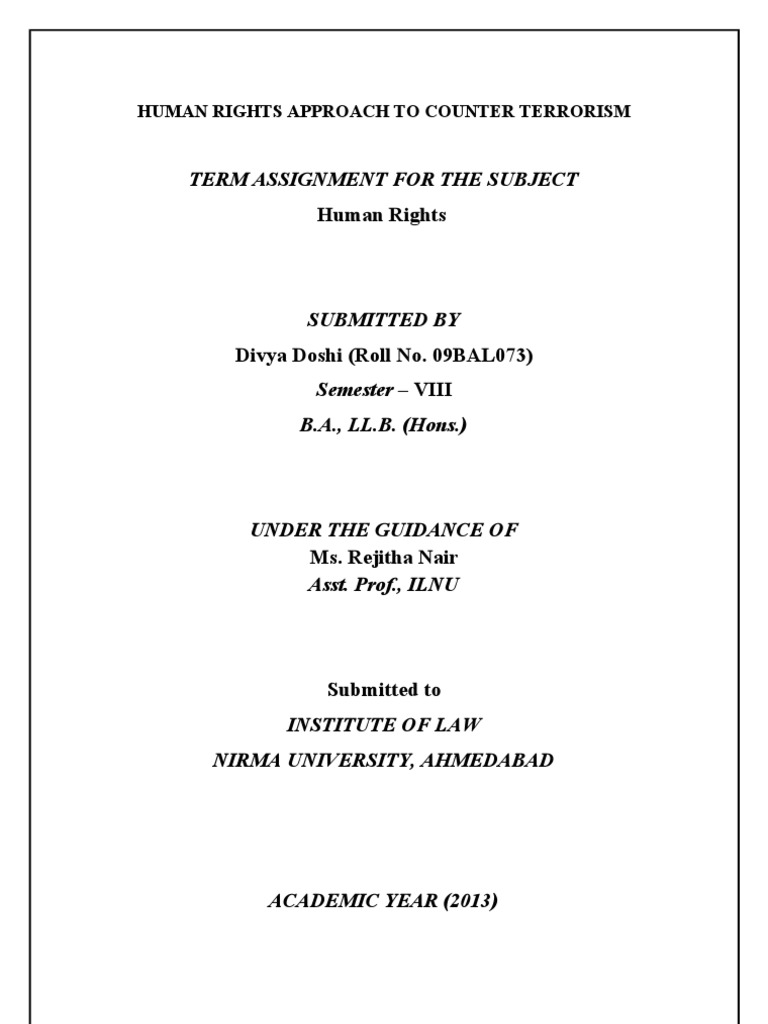 Terrorism and Human Rights | PDF | Counter Terrorism | International ...