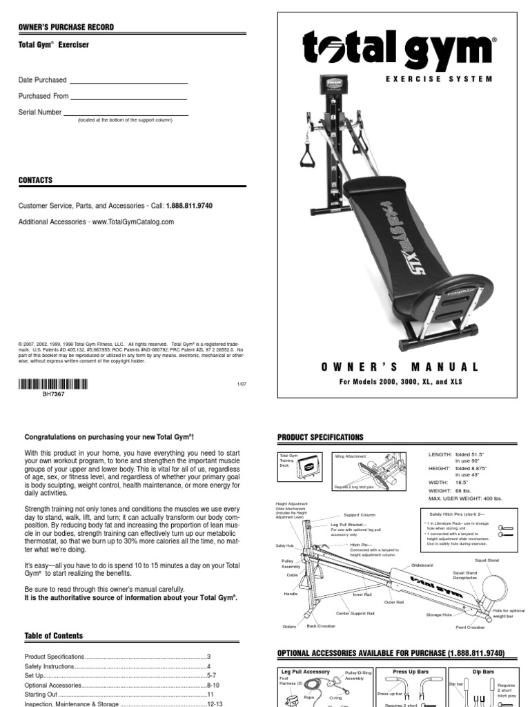 Total gym instructions