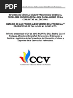 INFORME DE CÍRCULO CÍVICO VALENCIANO SOBRE EL PROBLEMA SOCIOCULTURAL DEL CATALANISMO EN LA COMUNITAT VALENCIANA