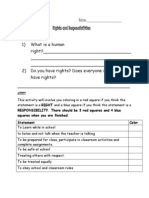 Right and Responsibility Worksheet