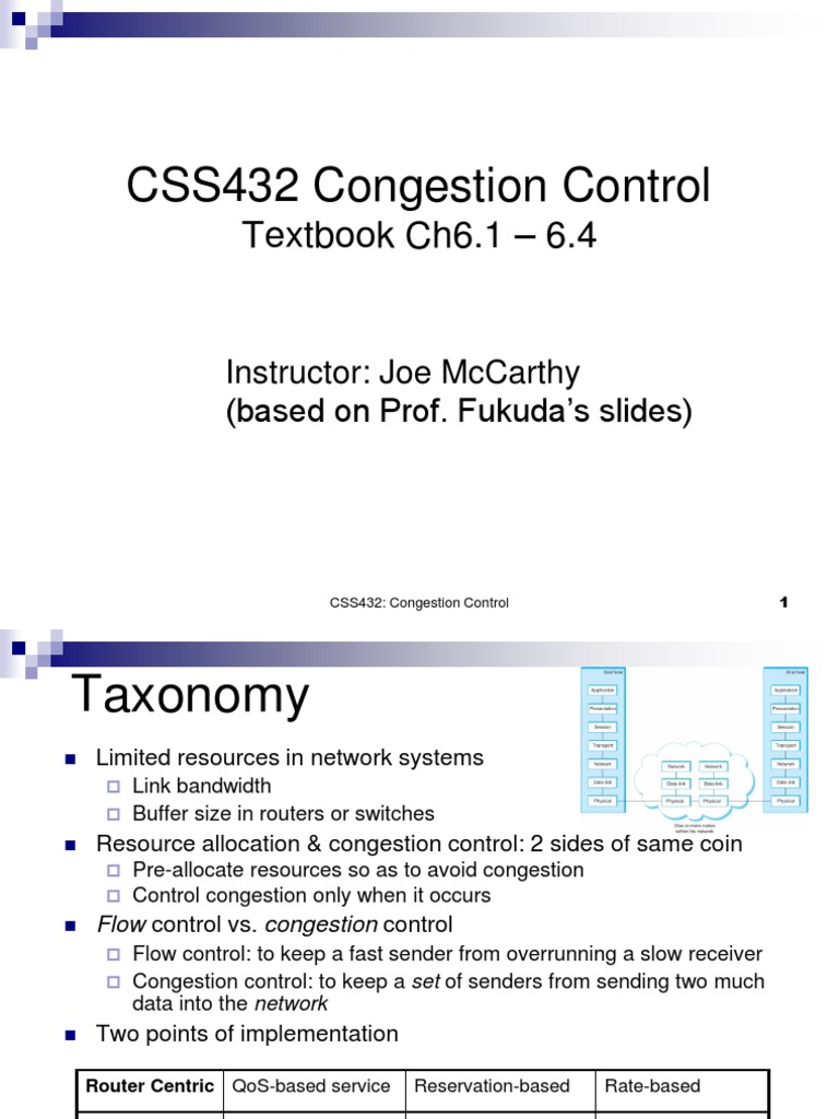 Congestion Control | PDF | Network Congestion | Transmission Control ...