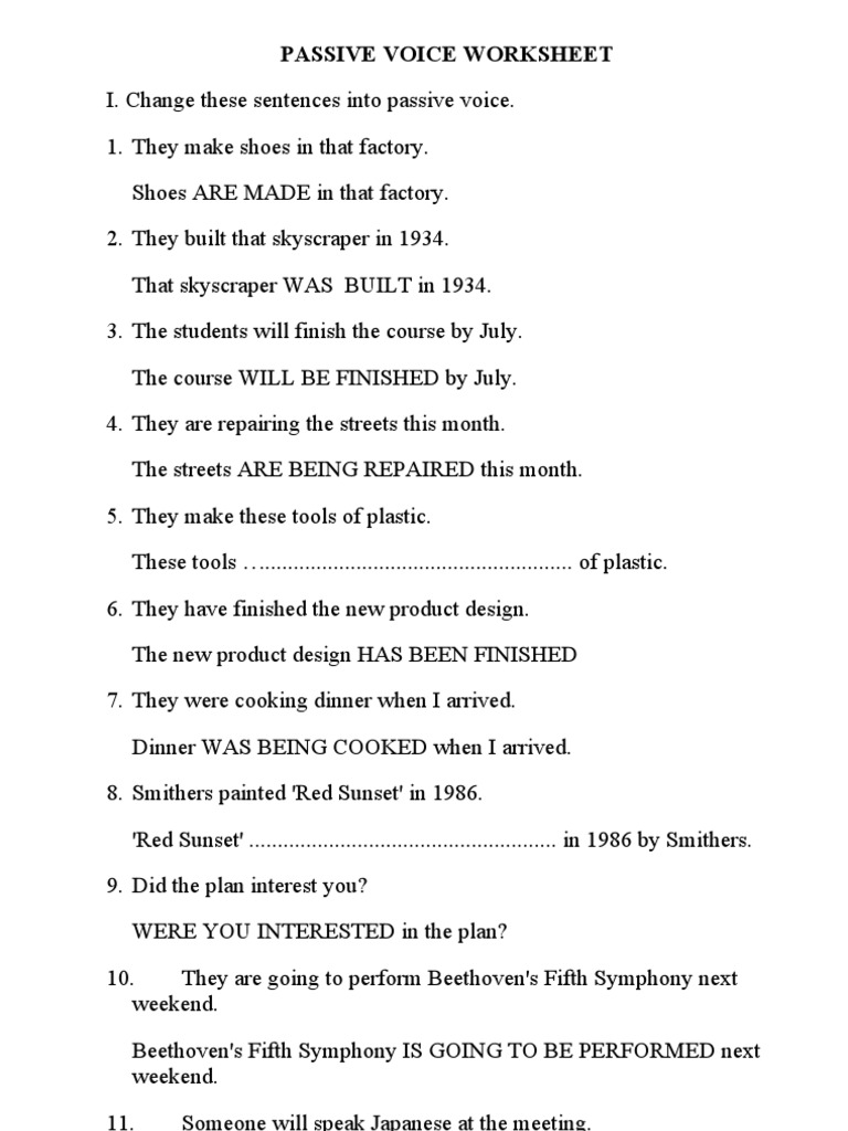 Passive Voice Worksheet | PDF