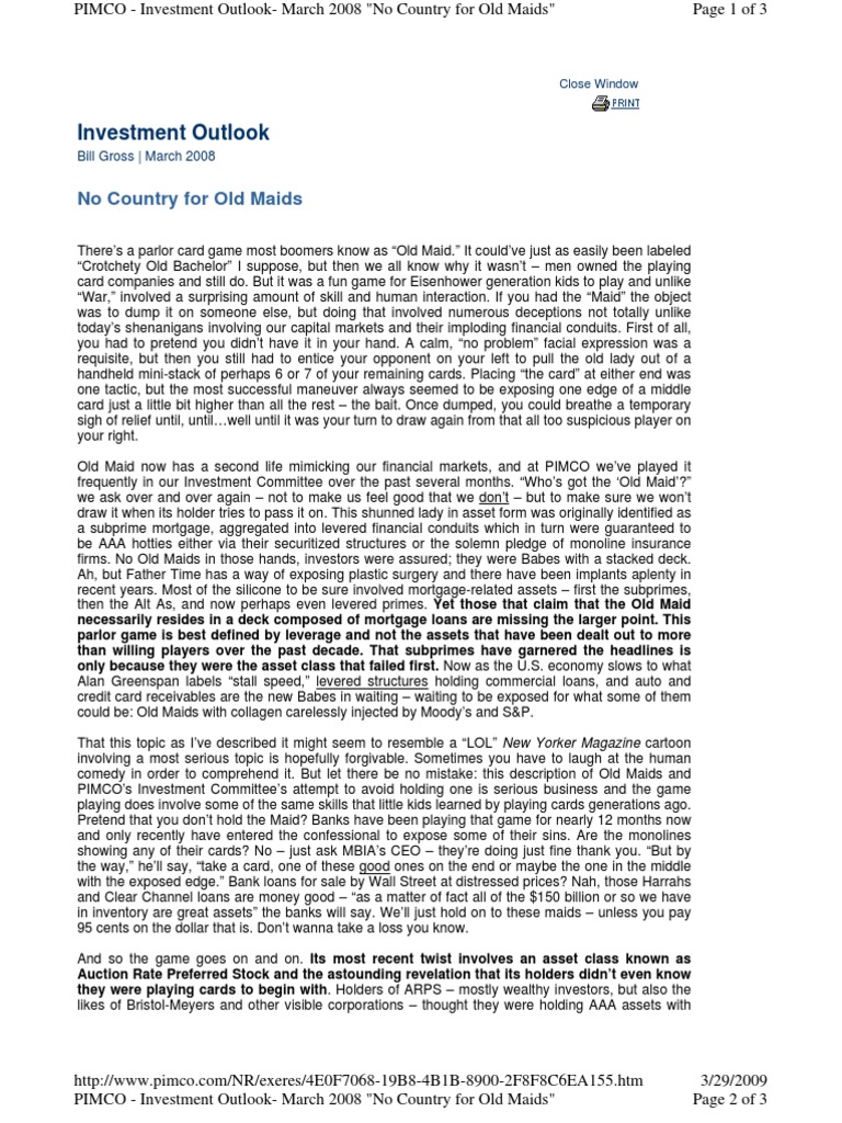 Bill Gross Investment Outlook Mar 08 PDF Shadow Banking System