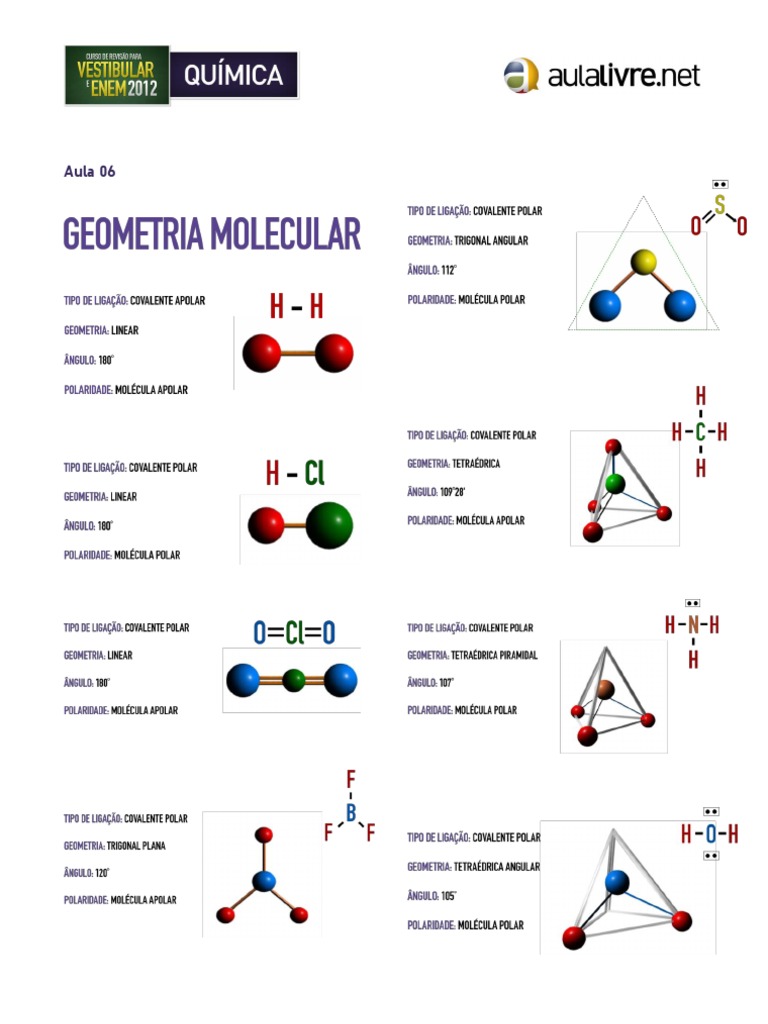Apostila Geometria Molecular | PDF | Métodos e Materiais de Ensino, image size:768x1024