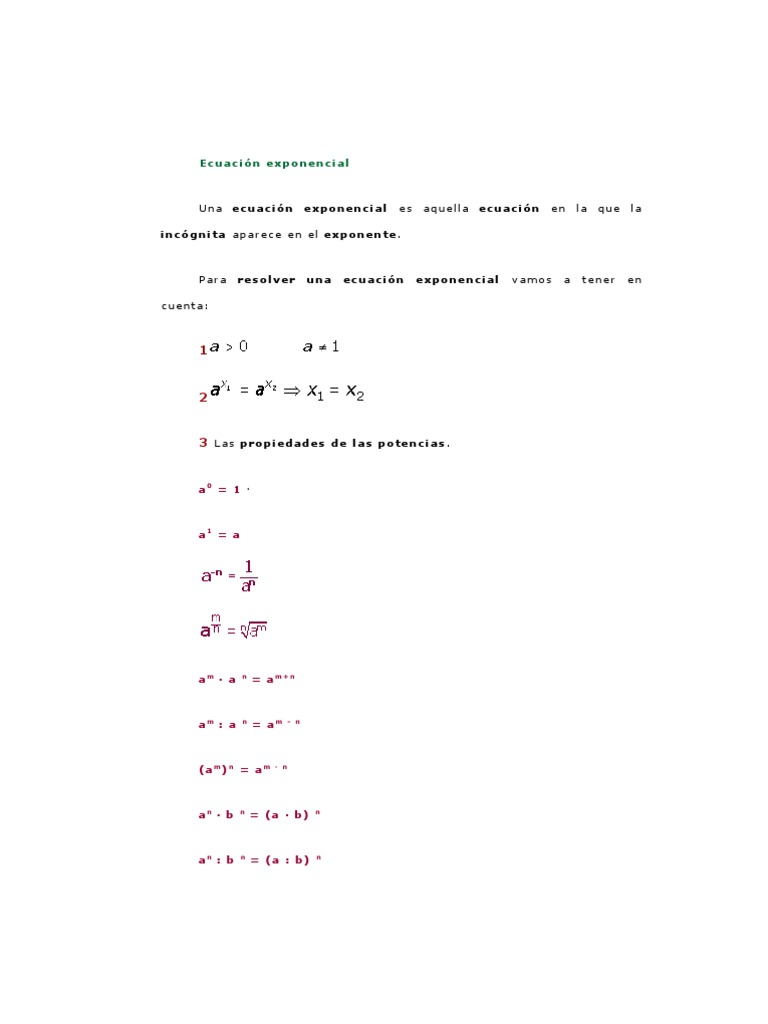 Para Despejar Una Incógnita Exponente de Una Potencia PDF