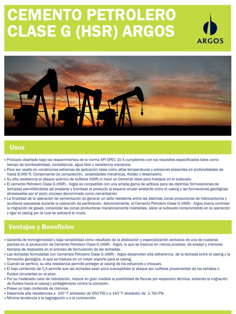 Cemento Tipo G | PDF | Petróleo | Cemento, image size:768x1024