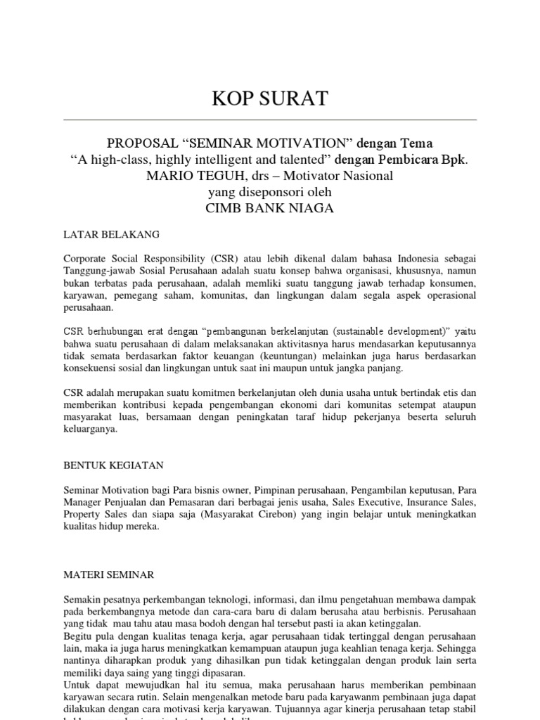 Contoh Proposal SEMINAR