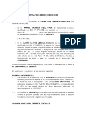 Contrato de Cesion de Derechos Hereditarios | PDF | Gobierno |  Instituciones sociales