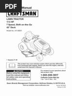 L1000-Series Craftsman 17.5HP Lawn Tractor Owners Manual