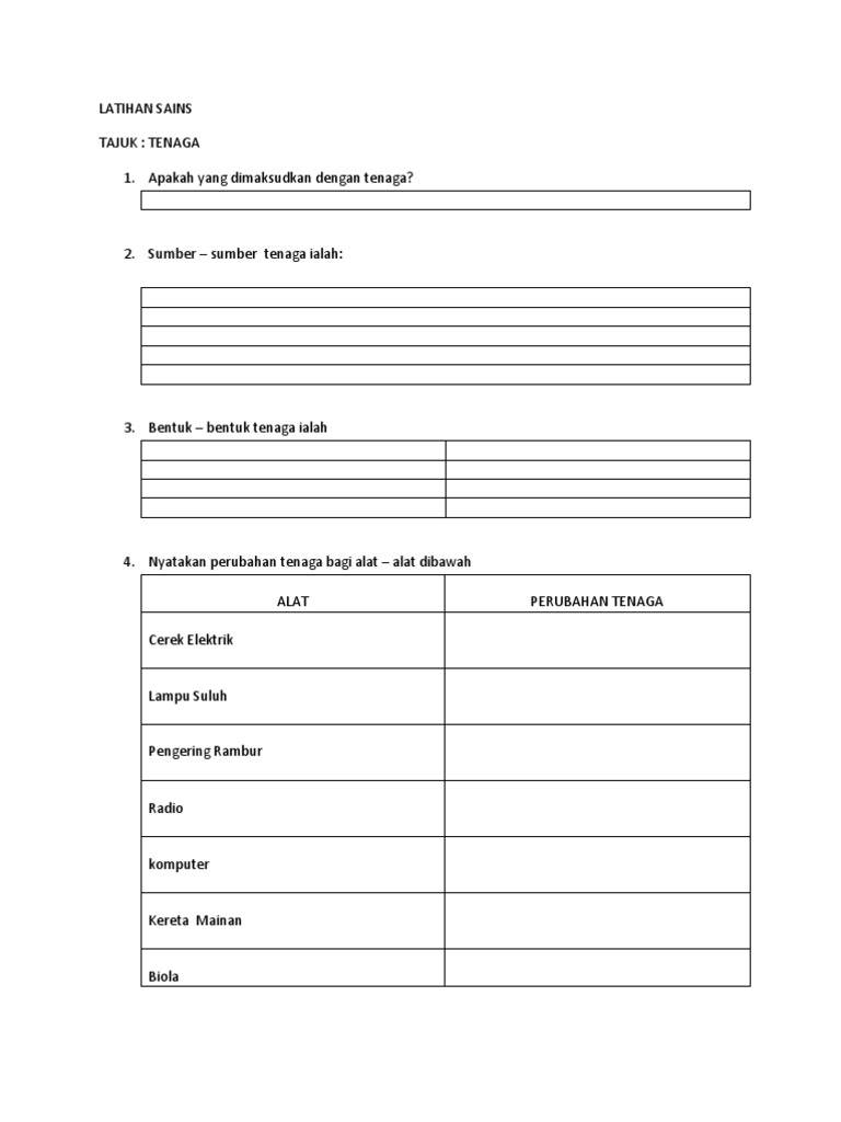 Latihan Sains Tenaga Pdf