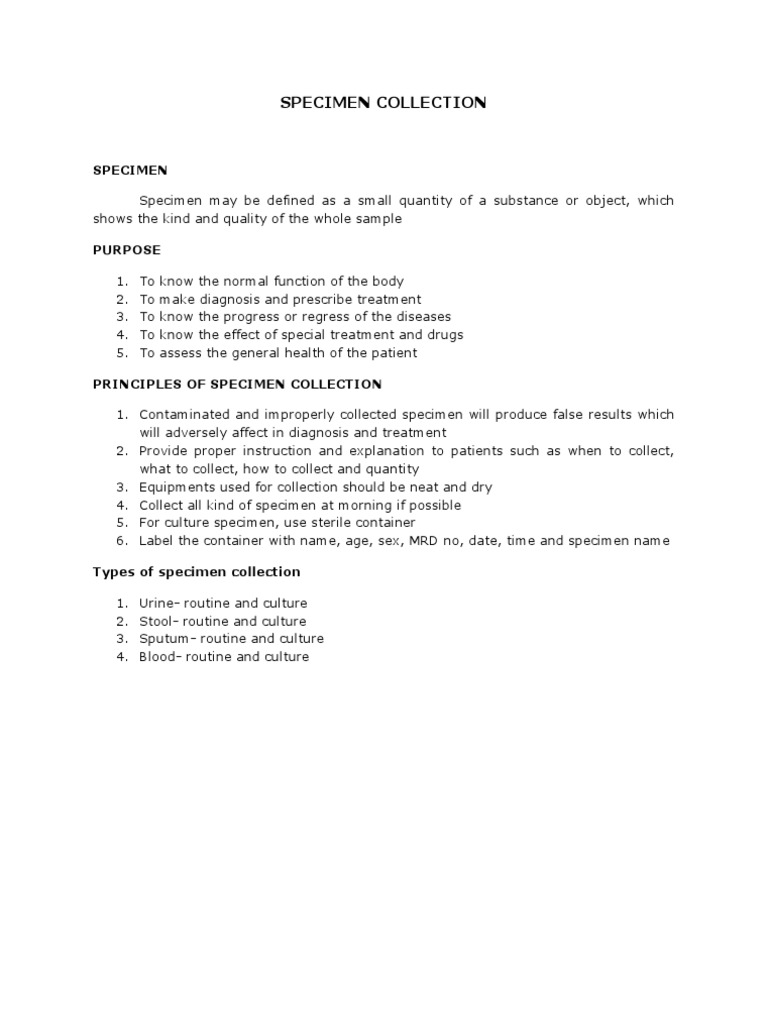 Coolection of Specimen PDF Human Feces Urine