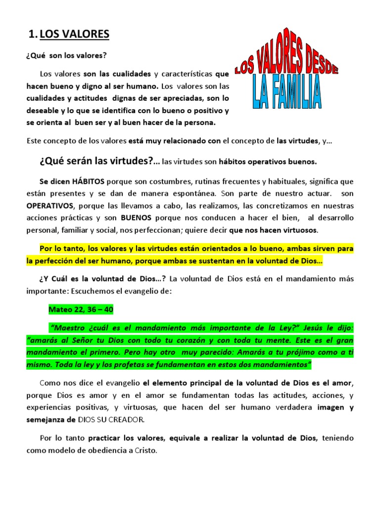 Los Valores Desde La Familia | PDF | Cristo (título) | Amor