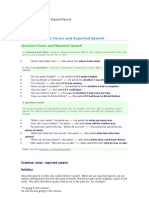 Reglas para Ejercicio de Reported Speech