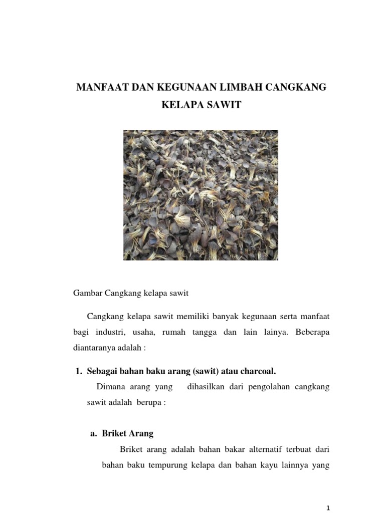 Manfaat Dan Kegunaan Limbah Cangkang Kelapa Sawit Docx
