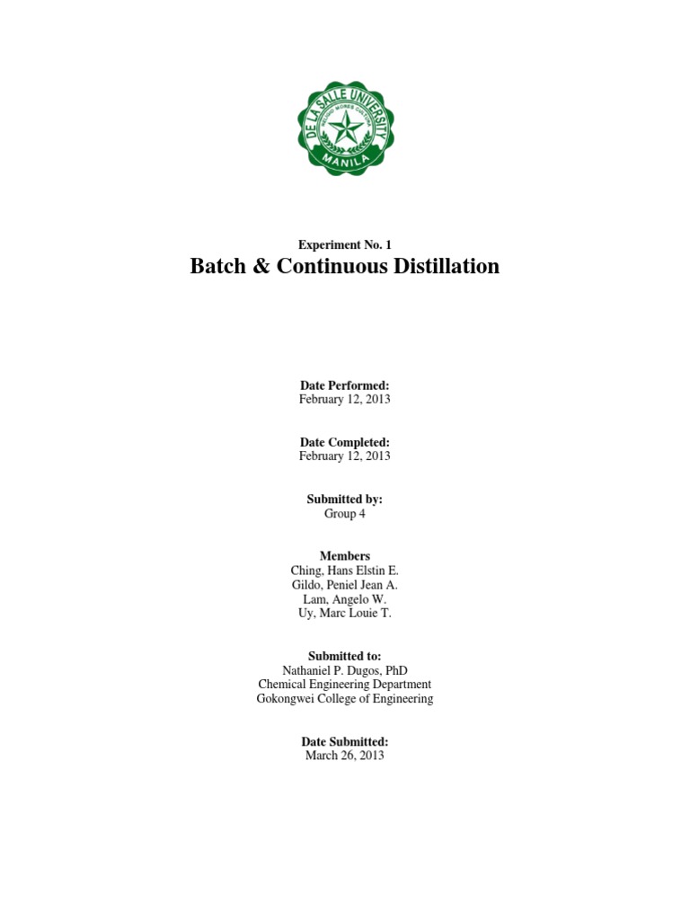Batch vs Continuous Distillation Analysis | PDF | Distillation ...